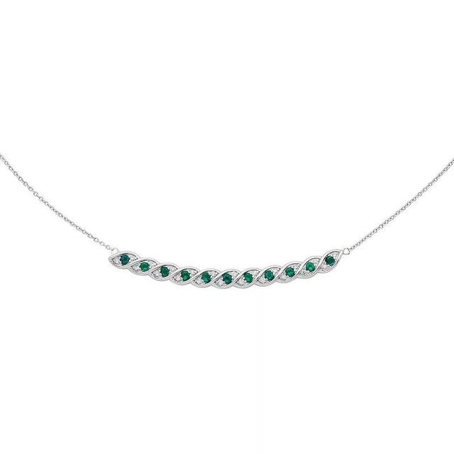 Boston Bay Diamonds Sterling Silver Lab-Grown Emerald & Diamond Accent Twisted Bar Necklace, Womens Product Image