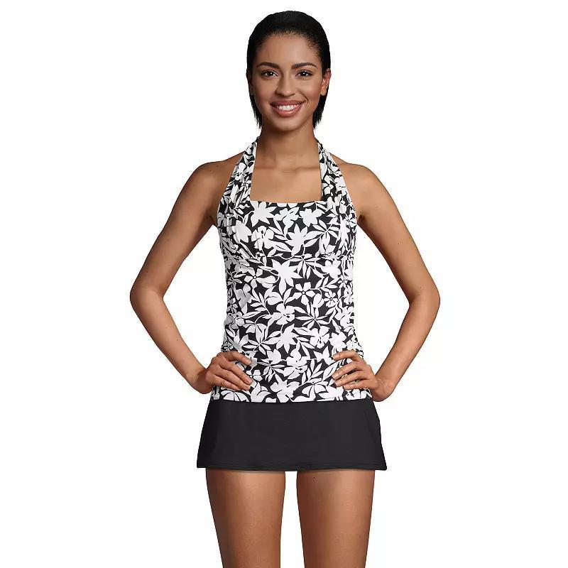 Womens Lands End D-Cup UPF 50 Squareneck Halter Tankini Top Black Product Image