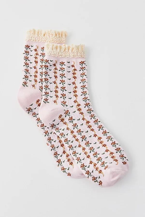 Ruffle Pointelle Crew Sock Womens at Urban Outfitters Product Image