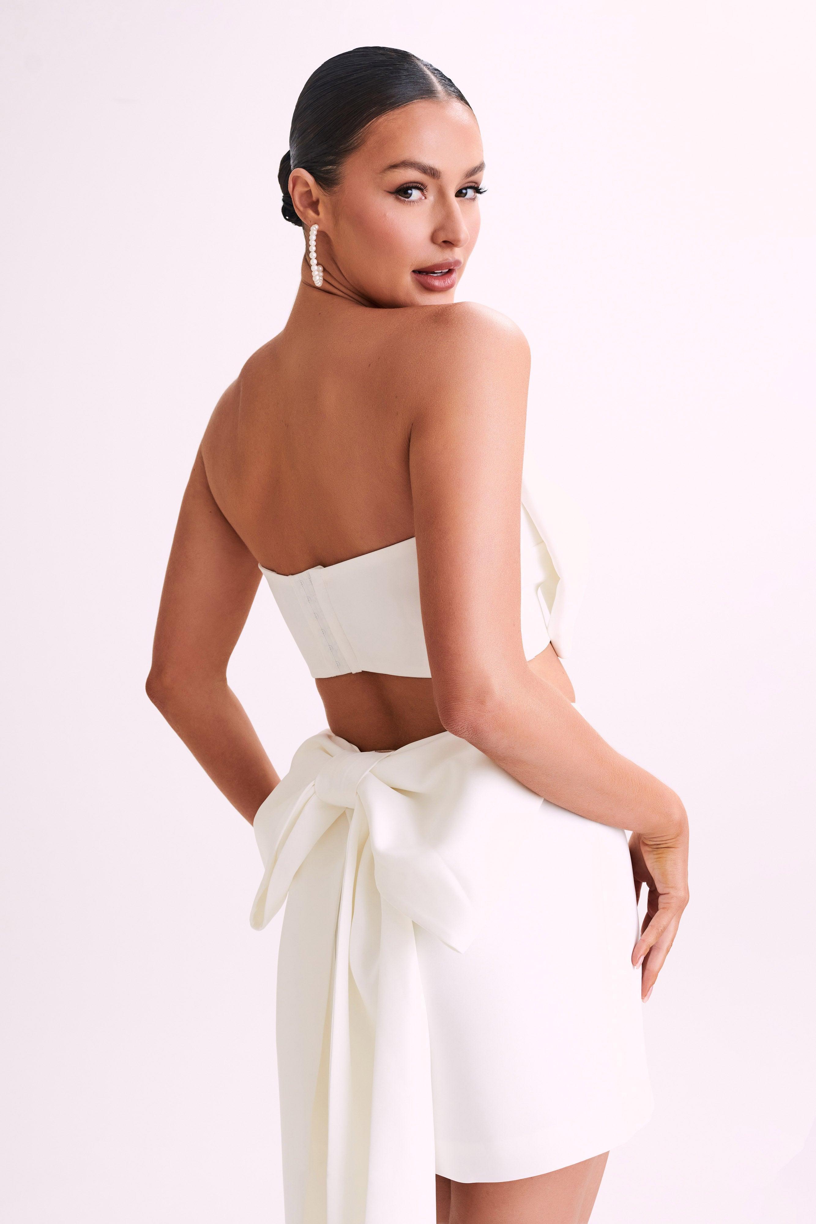 Katie Bow Crop Top - White Product Image