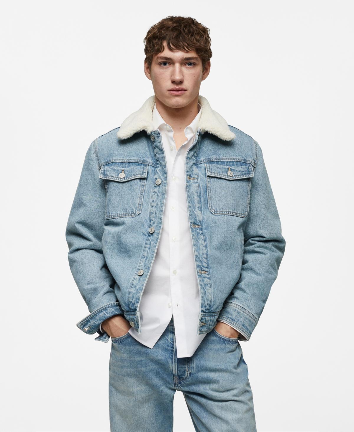 MANGO MAN - Shearling denim jacket medium vintage blueMen Product Image