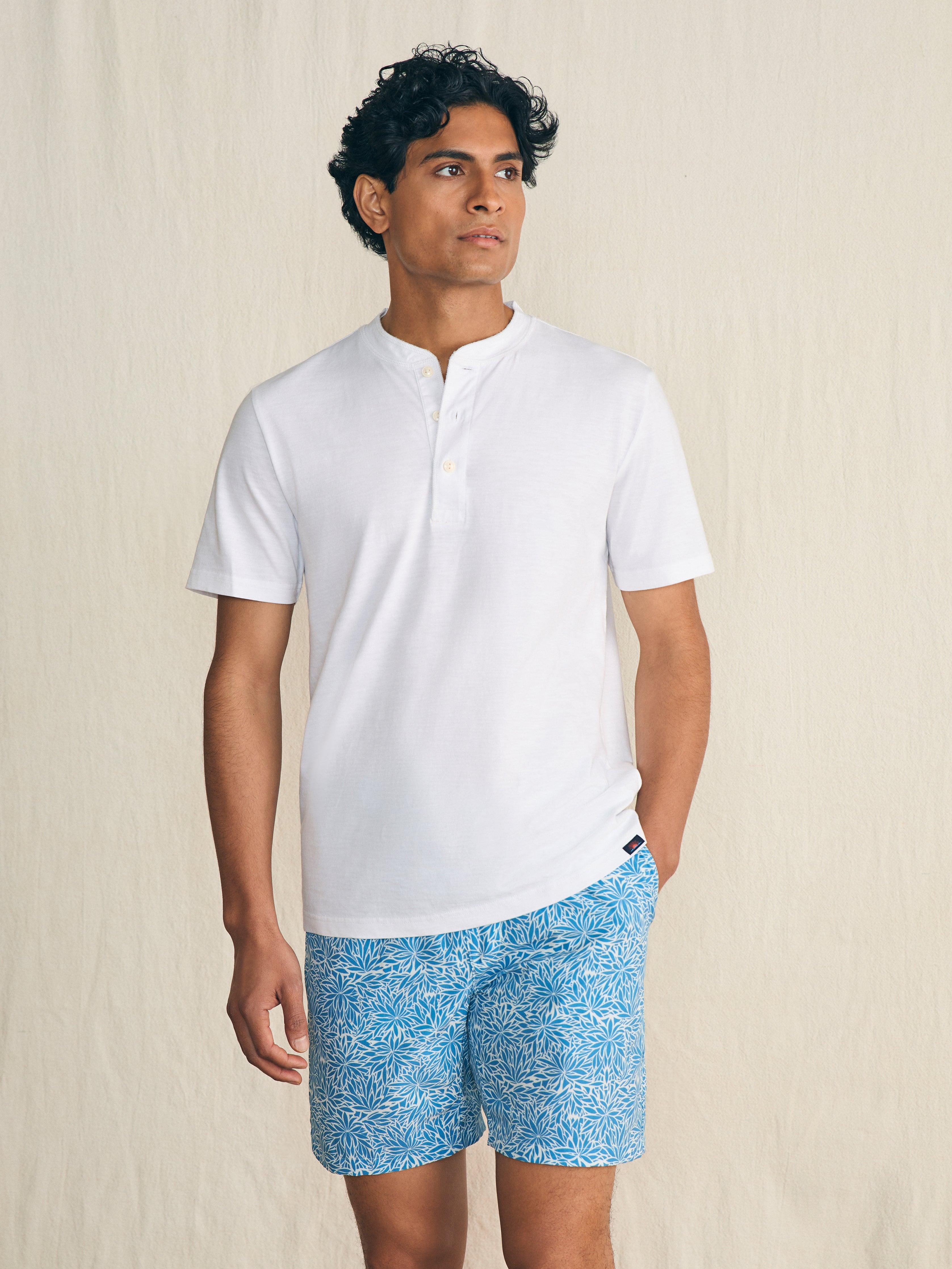 Short-Sleeve Sunwashed Henley - White Male Product Image