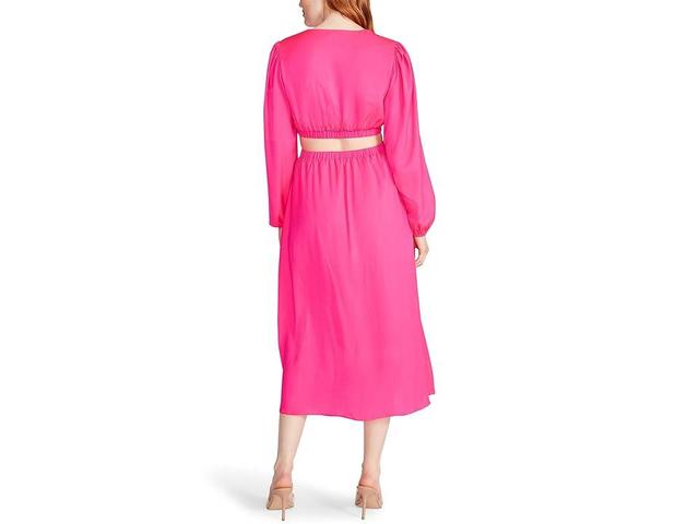 Steve Madden Cerys Satin Crepe V-Neck Waist Cut-Out Long Sleeve Midi Dress Product Image