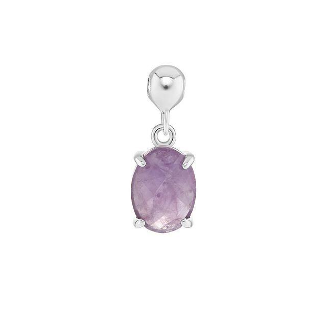 PRIMROSE Sterling Silver Oval Sliding Charm, Womens, Sterling Purple Product Image