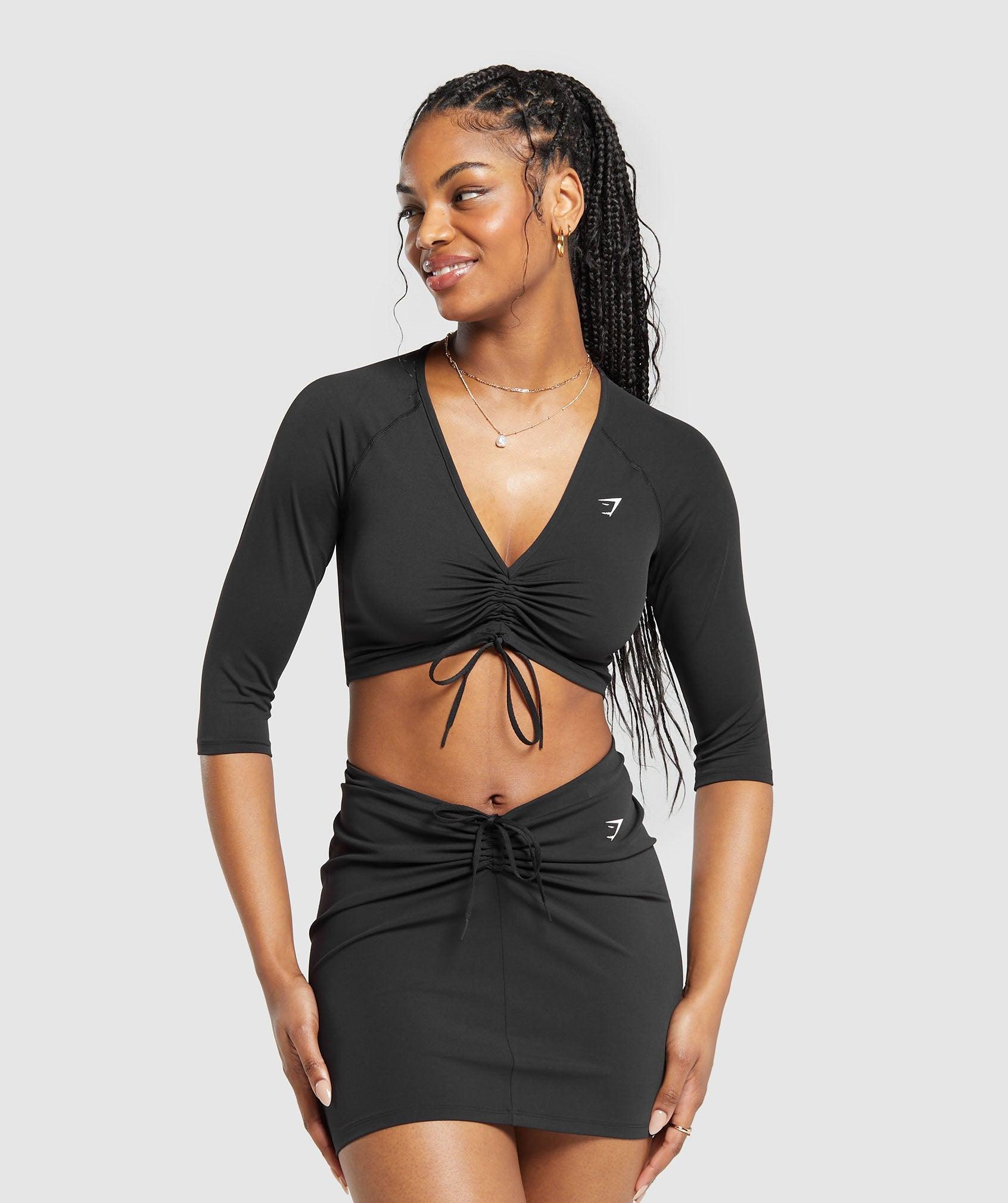 Ruche 3/4 Sleeve Crop Top Product Image