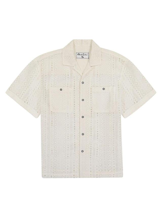 Mens Milanese Open Lace Button-Front Shirt Product Image