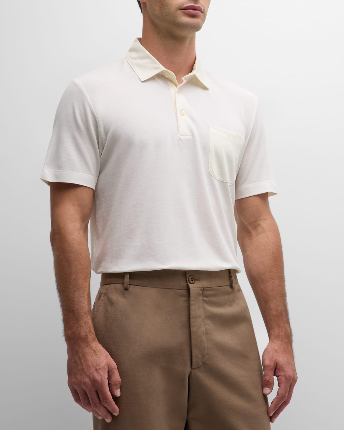 Men's Perkins Silk and Cotton Polo Shirt Product Image