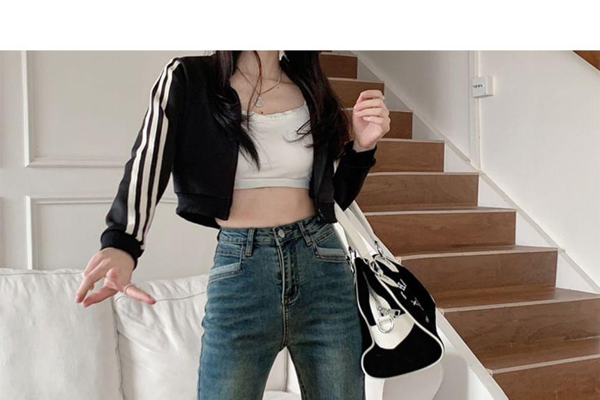 High Rise Washed Straight Leg Jeans Product Image