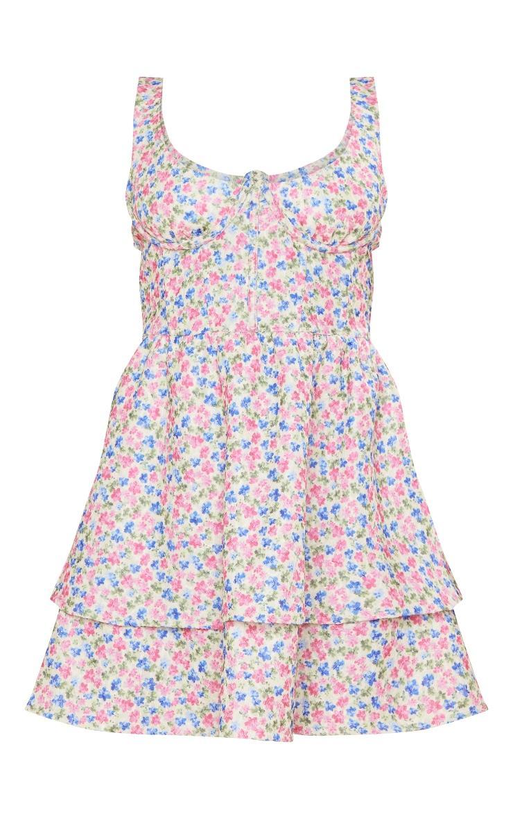 Multi Floral Textured Underwired Shift Dress Product Image