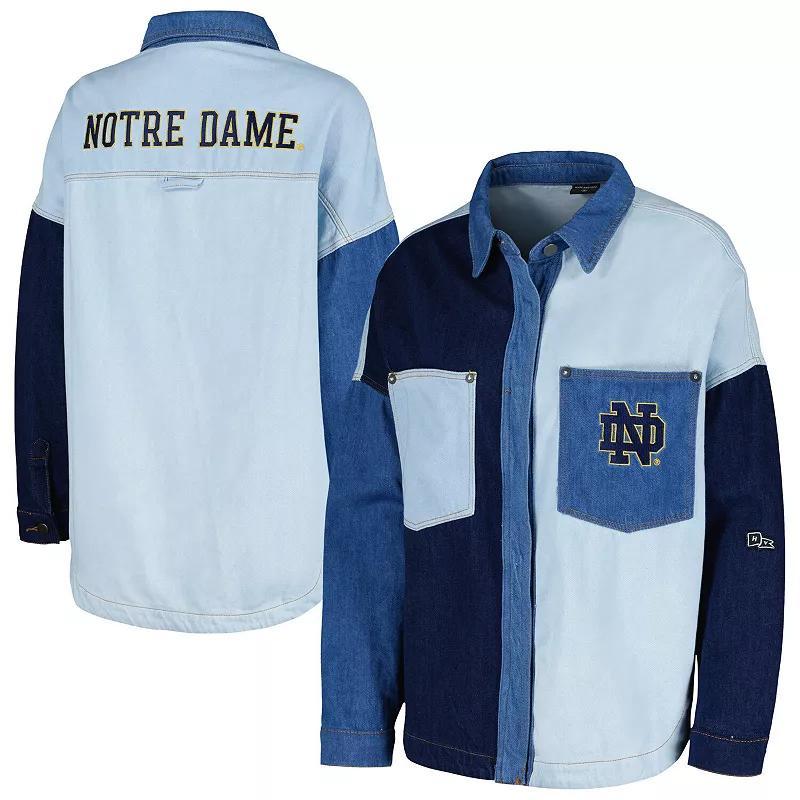 Womens Hype and Vice Denim Notre Dame Fighting Irish Multi-Hit Hometown Full-Snap Jacket Turquoise A Product Image