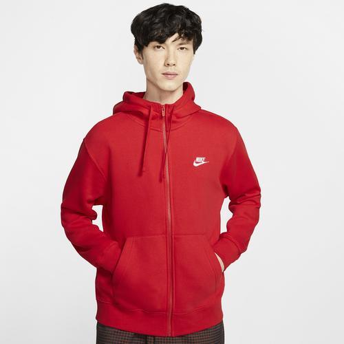 Nike Mens Nike Club Full-Zip Hoodie - Mens White/Midnight Navy Product Image