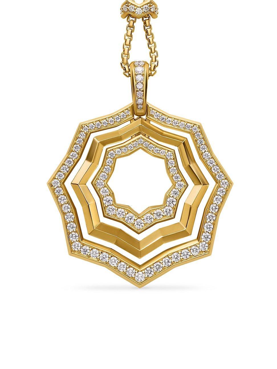 Womens Zig Zag Stax Pendant Necklace in 18K Yellow Gold with Diamonds 38MM Product Image