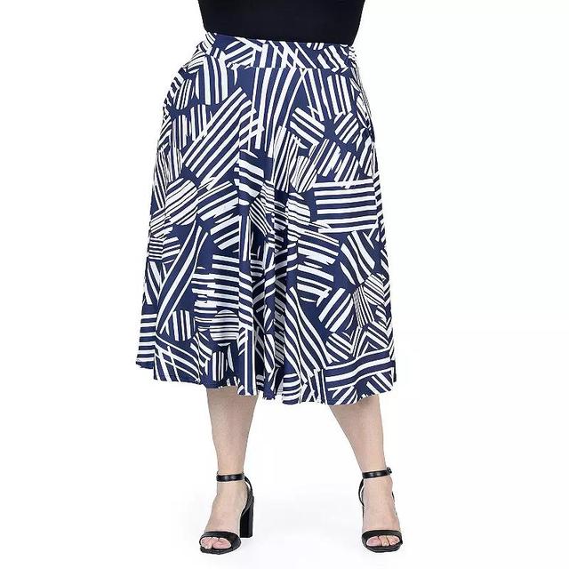 Plus Size 24Seven Comfort Pleated Midi Skirt With Pockets, Womens Blue Team Product Image