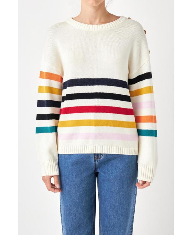 English Factory Womens Multicolored Sweater with Button Product Image