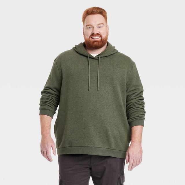 Mens Big & Tall Textured Fleece Hooded Sweatshirt - Goodfellow & Co Olive 3XL Product Image