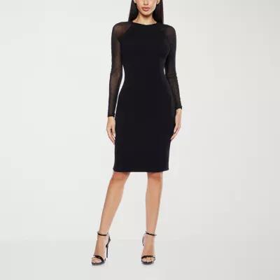 Premier Amour Womens Rhinestone Long Sleeve Sheath Dress Product Image