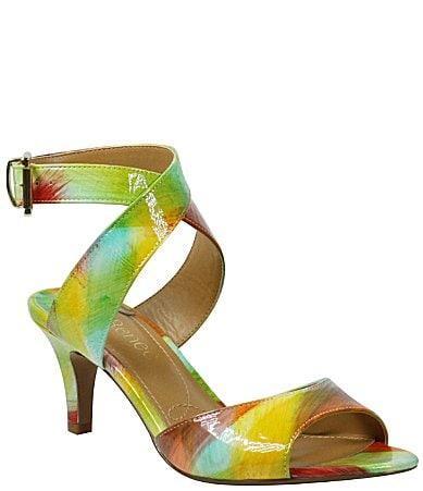 J. Renee Soncino Bright Multi Print Patent Leather Dress Sandals Product Image