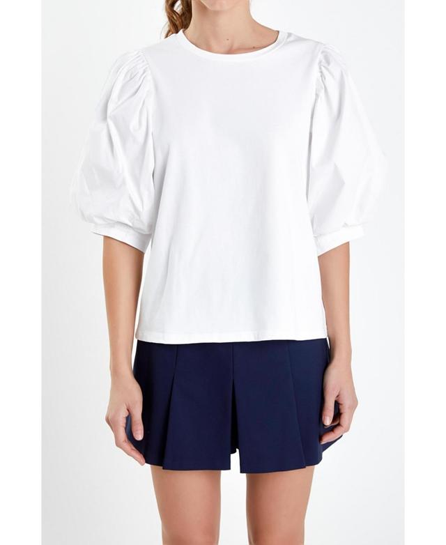 Womens Poplin Sleeve Combo T-shirts Product Image