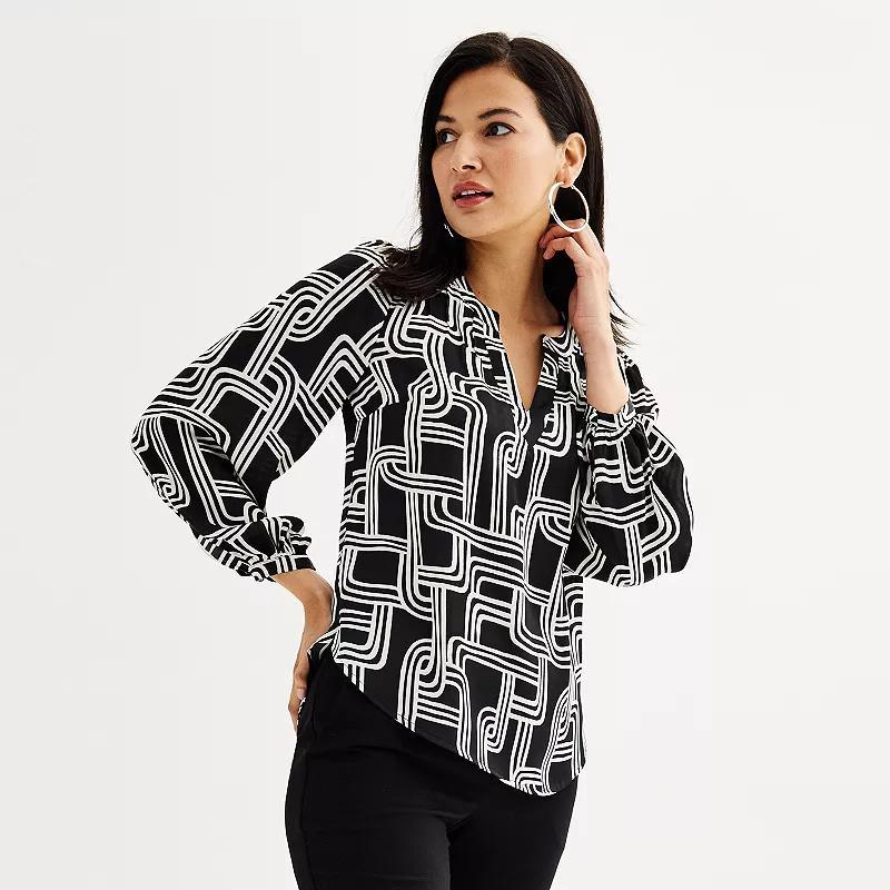 Womens Nine West Y-Neck Pintuck Blouse Product Image