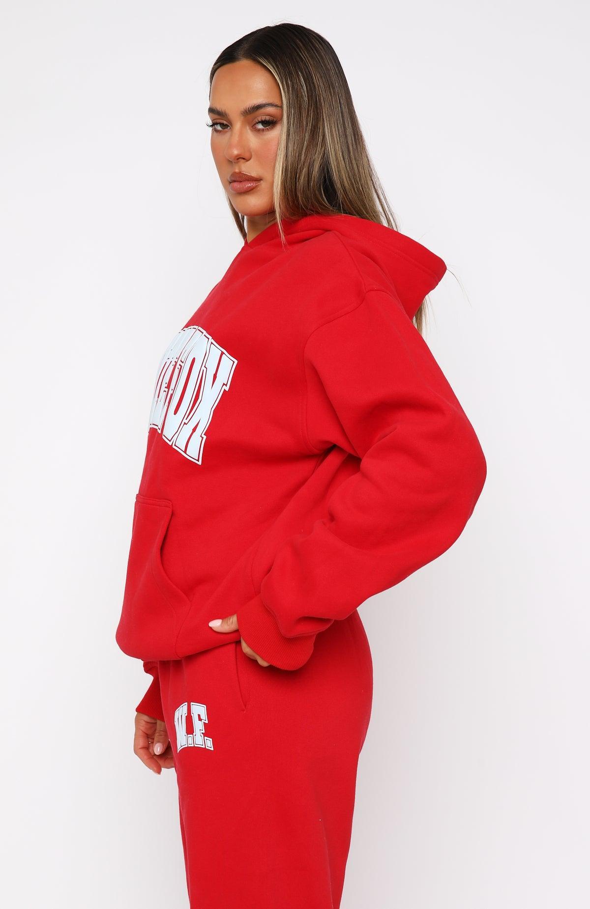 Decade Classics Varsity Oversized Hoodie Red Product Image