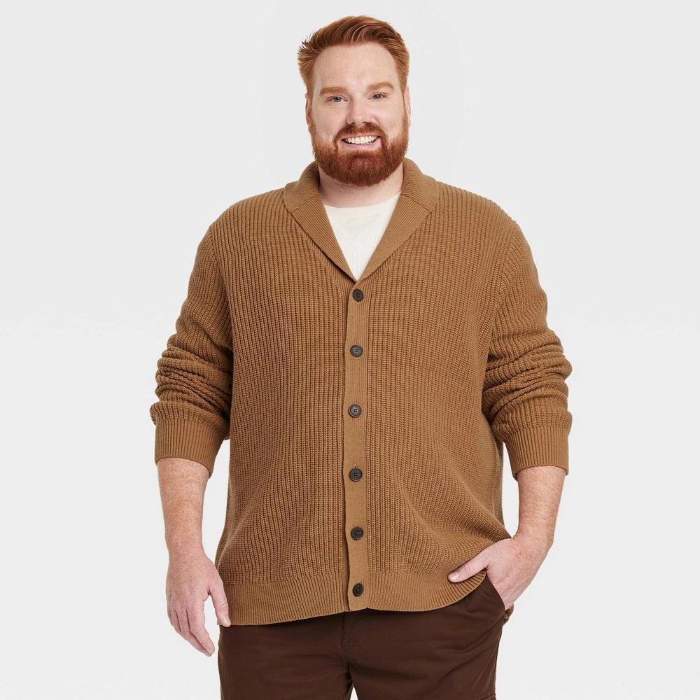 Mens Big & Tall Shawl Collared Cardigan - Goodfellow & Co Brown 3XLT Product Image