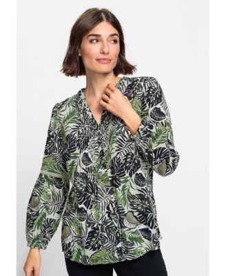 Olsen Womens Cotton Viscose Leaf Print Tunic Shirt Product Image