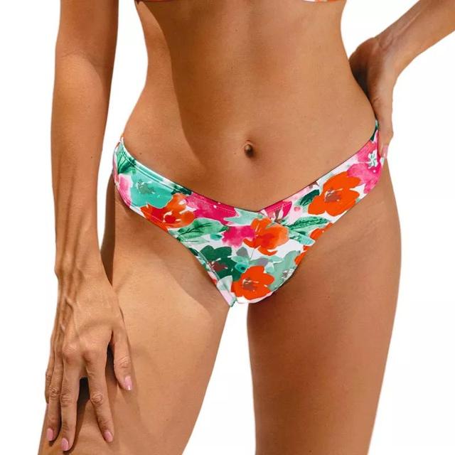 Womens CUPSHE Tropical Print V-Front Hipster Bikini Bottoms Product Image