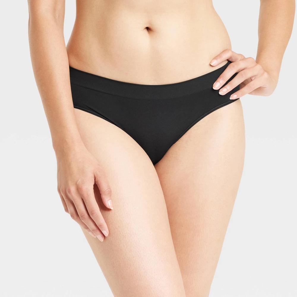 Womens Seamless Bikini Underwear - Auden Black L Product Image