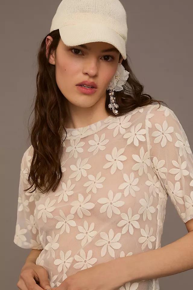 Porridge Daisy Sheer Lace Tee Product Image