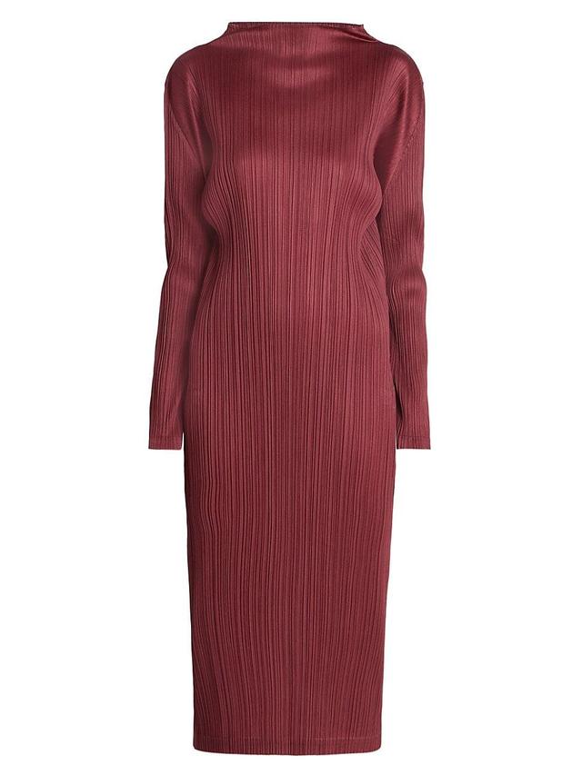 Pleats Please Issey Miyake Monthly Colors October Pleated Long Sleeve Midi Dress Product Image