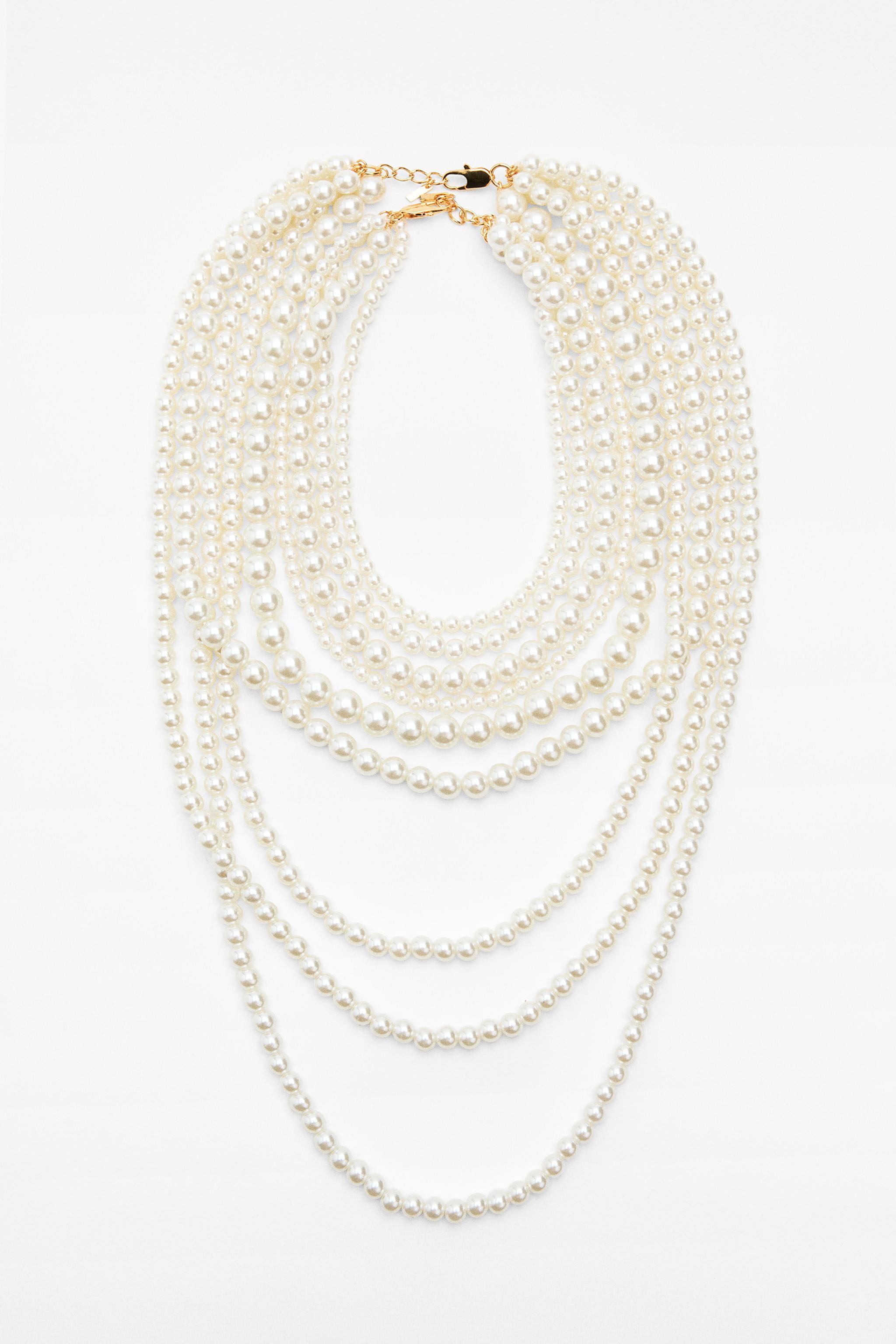 MULTI-STRAND FAUX PEARL NECKLACE Product Image