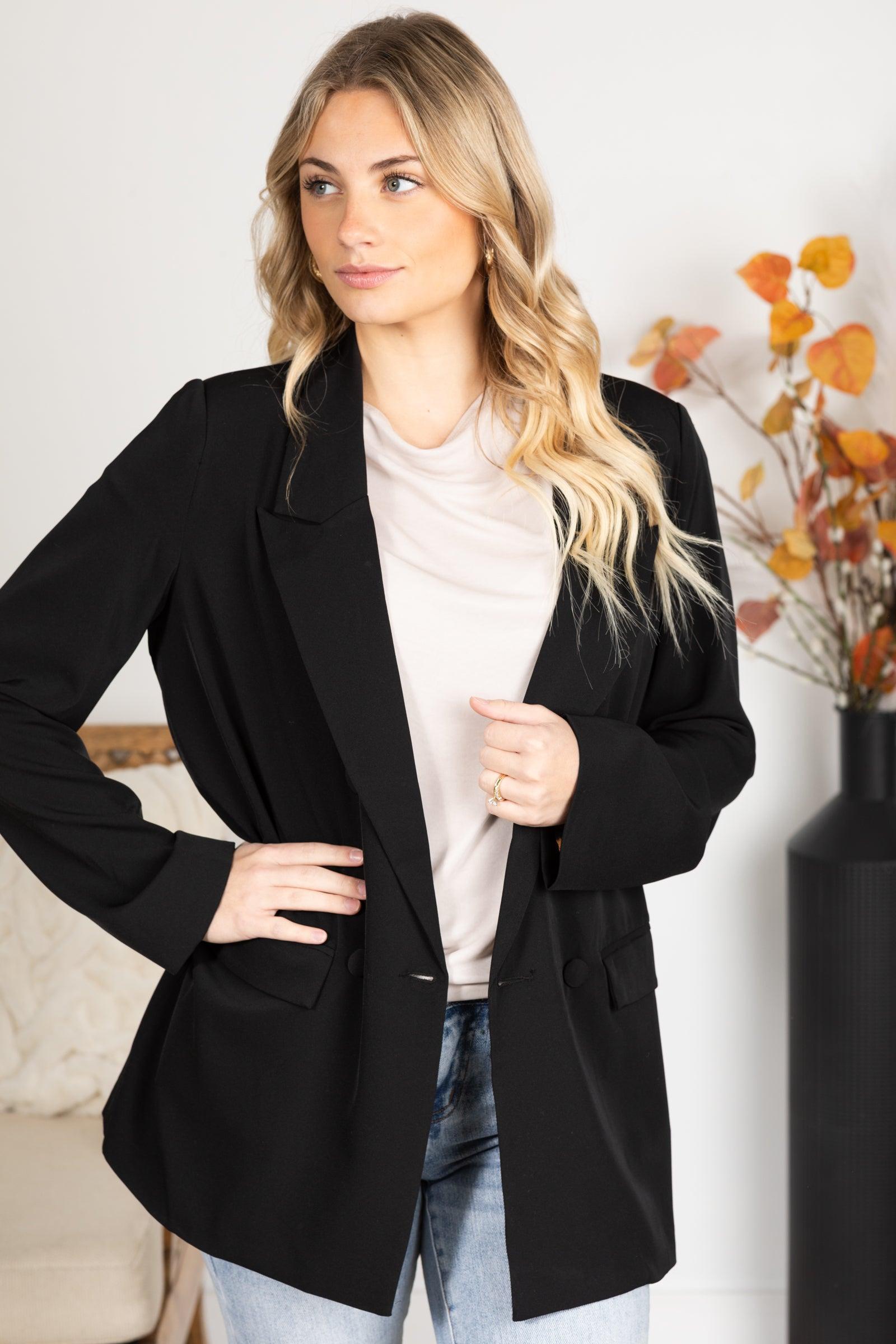 Black Animal Print Lined Blazer Product Image