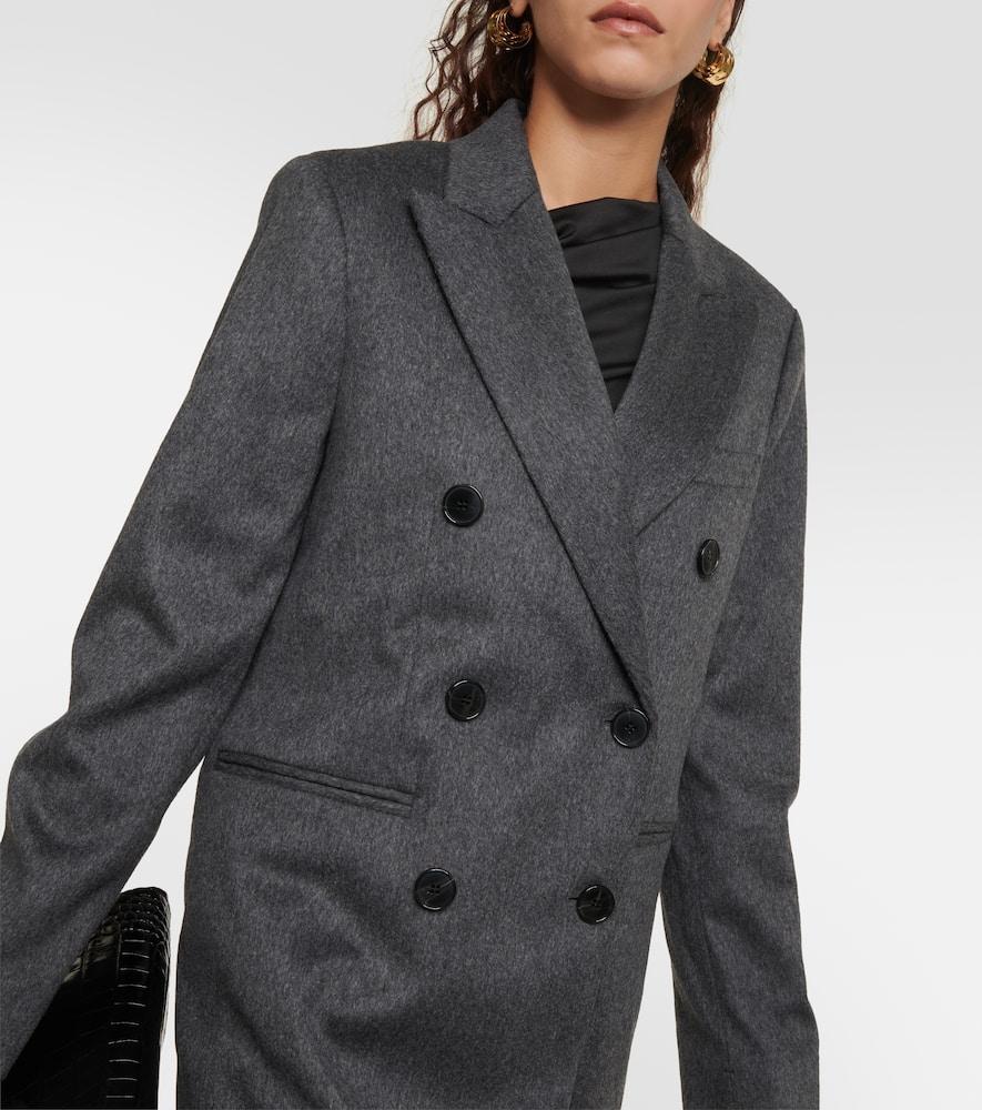 Mélange Double-breasted Wool Coat In Grey Product Image