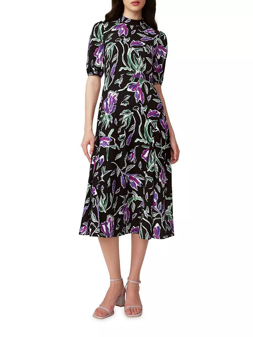 Nella Floral Short-Sleeve Midi-Dress Product Image