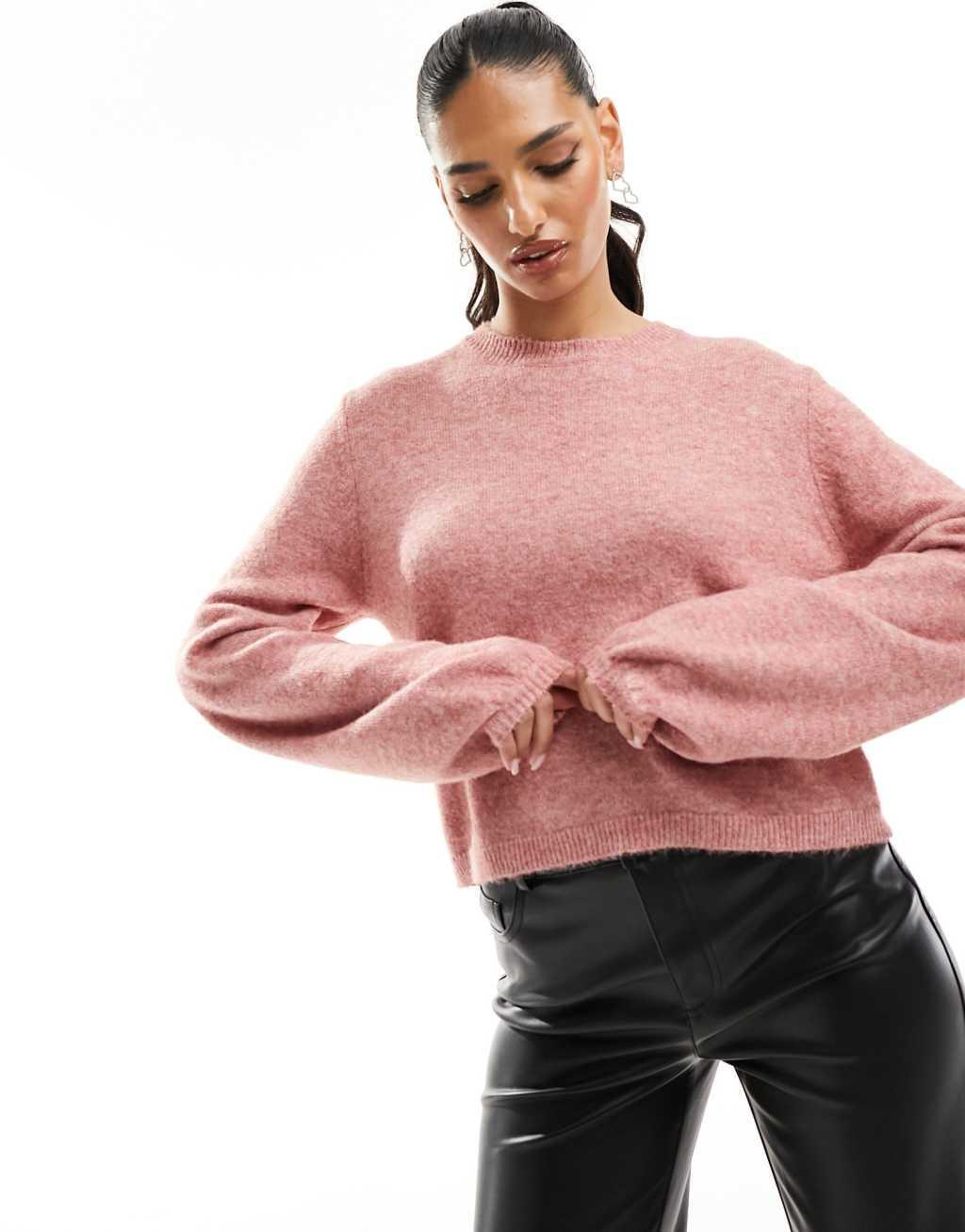 Aria Cove open back wide sleeve sweater in pink Product Image