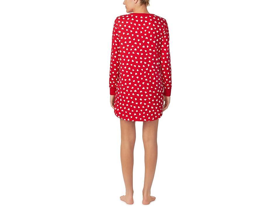 Kate Spade New York Long Sleeve Henley Sleepshirt Hearts) Women's Pajama Product Image