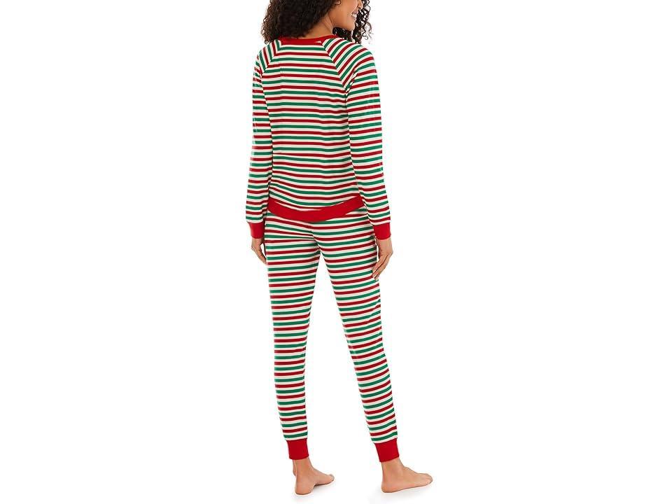 Pajamarama Team ELF Long PJ Set (Red/Green/White Stripe) Women's Pajama Sets Product Image