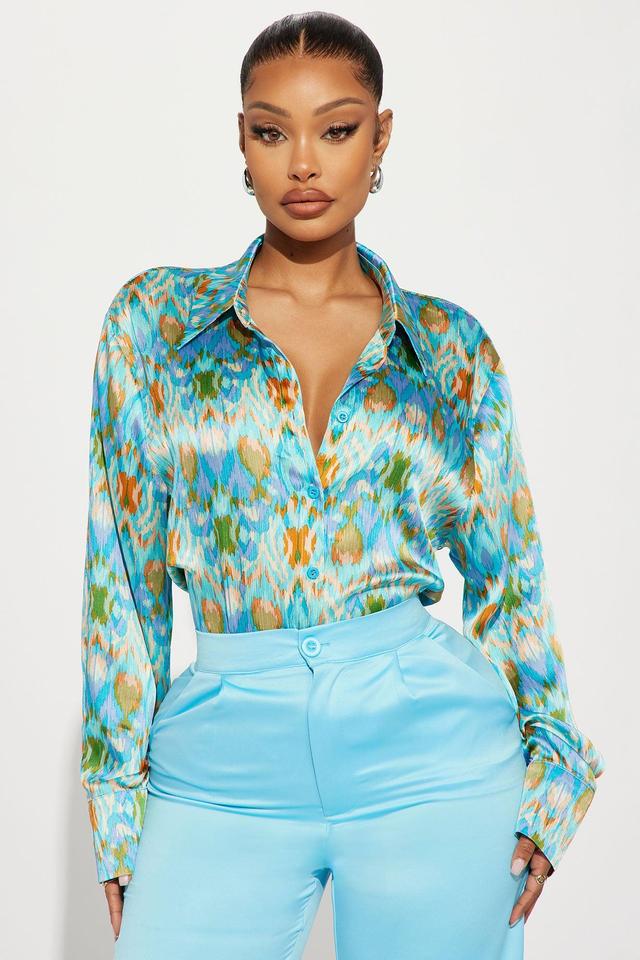 Dakota Satin Shirt - Blue/combo Product Image