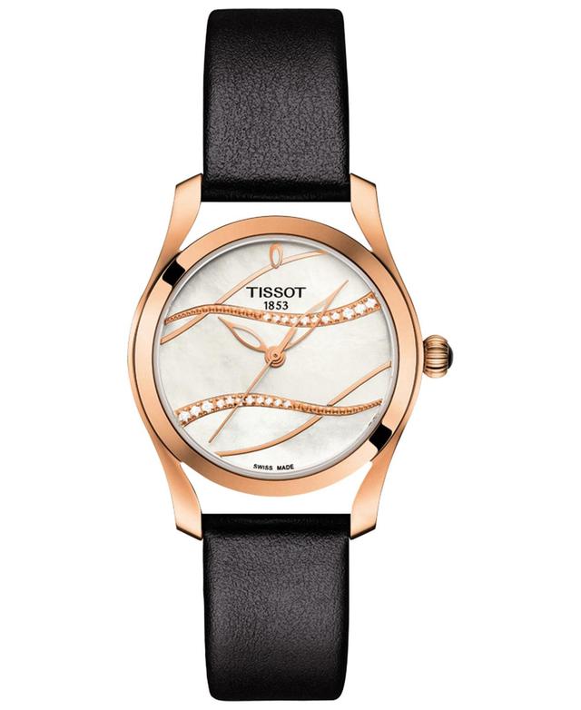 Tissot Womens Swiss T-Wave ll Diamond (1/2 ct. t.w.) Black Leather Strap Watch 30mm Product Image