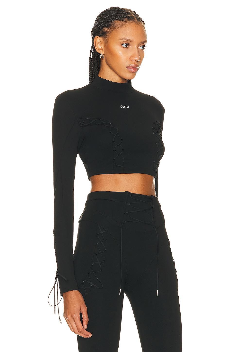 OFF-WHITE Long Sleeve Crop Top Black. (also in XS). Product Image