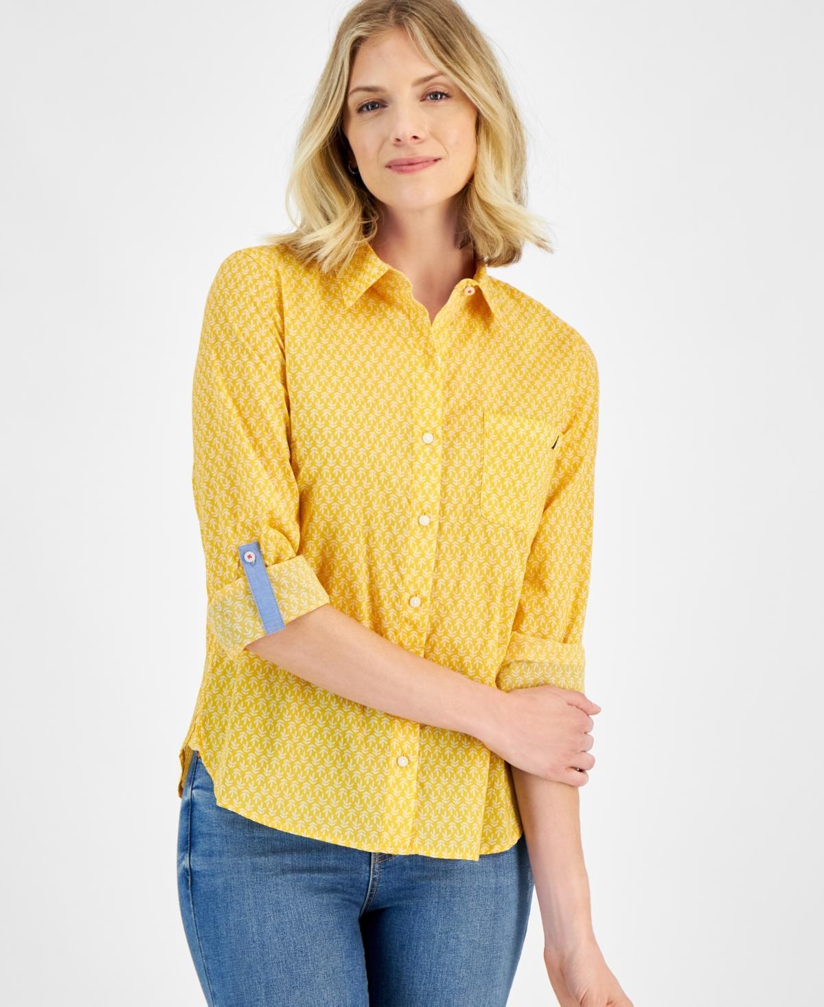 Women's Stamp-Leaf Roll-Tab Shirt Product Image