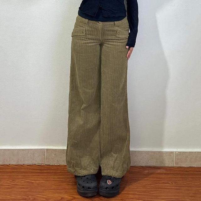 High Waist Corduroy Wide Leg Cargo Pants Product Image