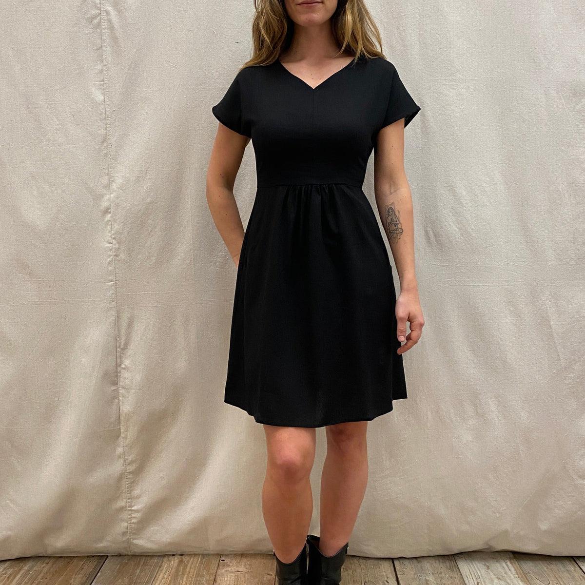 Dolman Dress in Black Linen Product Image