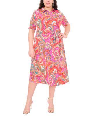 Plus Size Paisley-Print Midi Dress Product Image