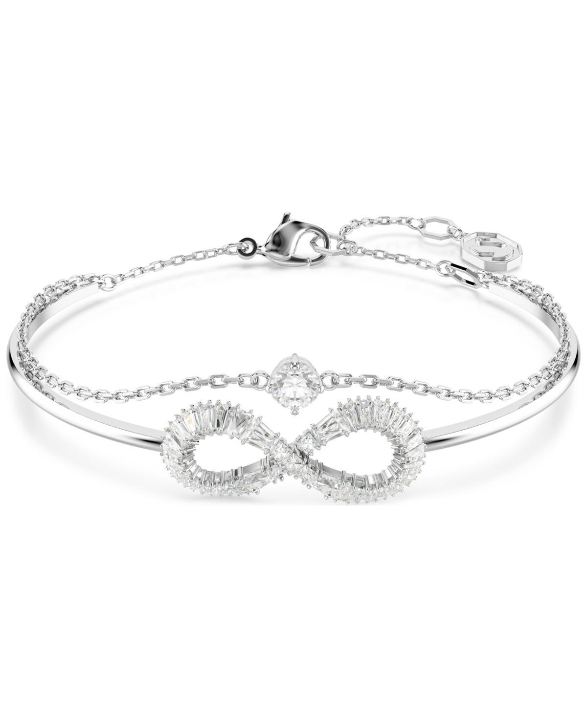 Swarovski Rhodium-Plated Baguette Crystal Infinity Double-Row Bangle Bracelet Product Image