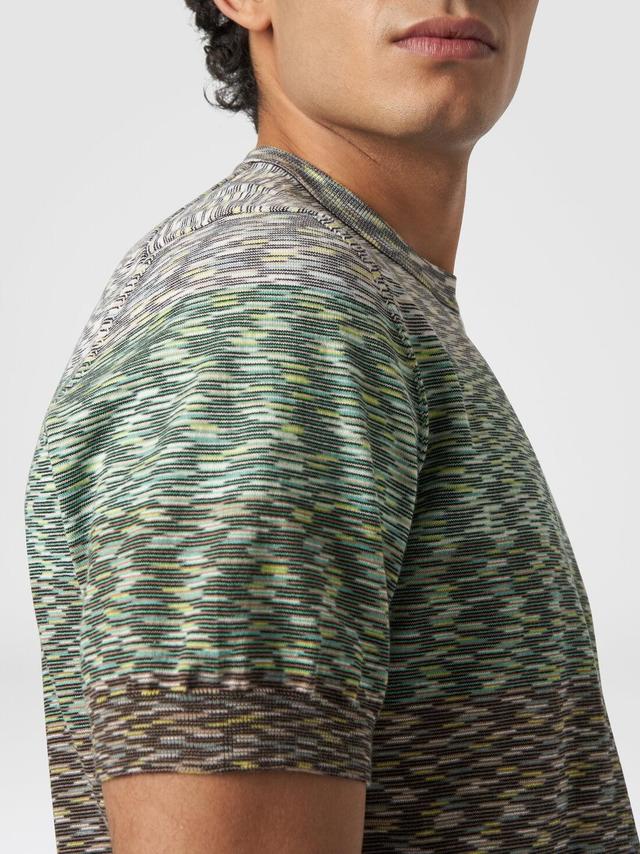 Crew-neck T-shirt in dégradé slub cotton Multicoloured | Missoni Product Image