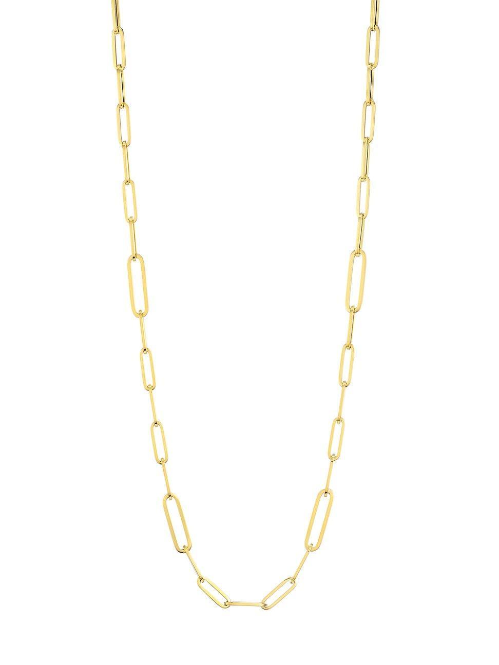 Womens 18K Yellow Gold Oval Paper Clip Chain Necklace, 22 Product Image