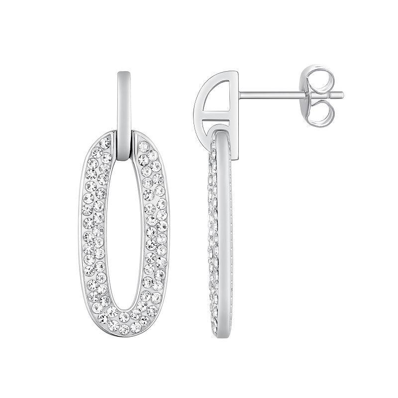 Chrystina Crystal Elongated Oval Post Earrings, Womens, Silver Tone Product Image