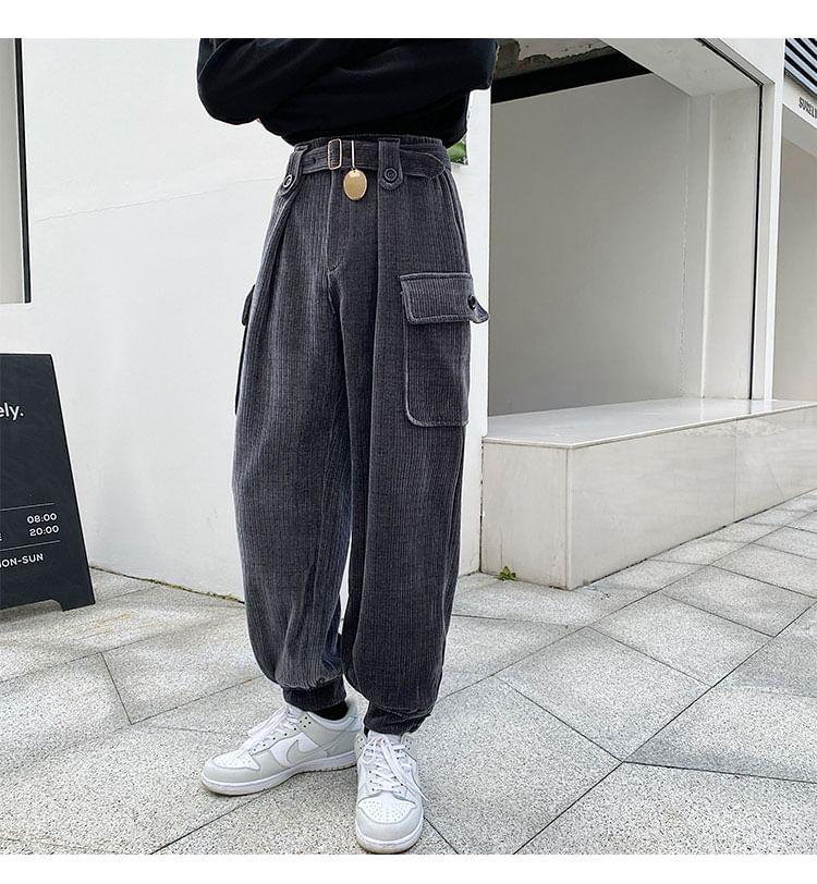 Mid Rise Plain Harem Cargo Pants Product Image