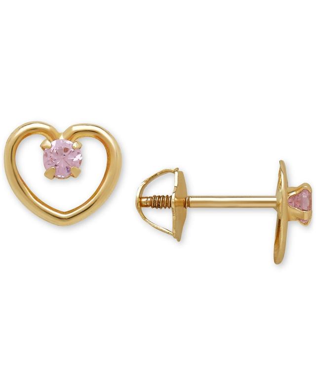 Childrens Cubic Zirconia Open Heart Screwback Stud Earrings Product Image